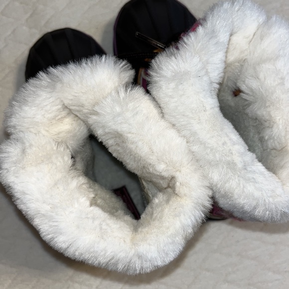 London Fog winter boots, sweater knit uppers, faux fur, pink/brown kids 10 - Picture 8 of 10